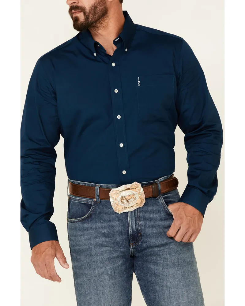 Cinch Men's Solid Long Sleeve Button-Down Western Shirt
