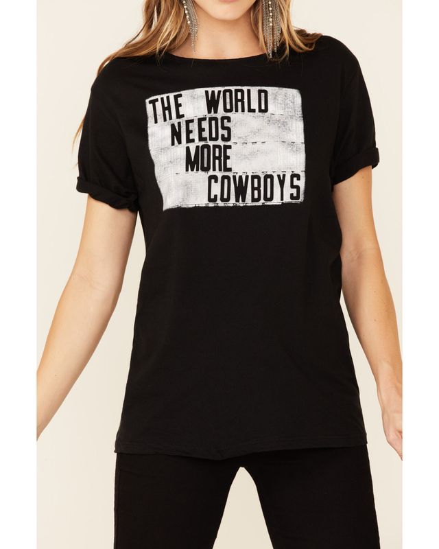 The World Needs More Cowboys t-shirt in Black 