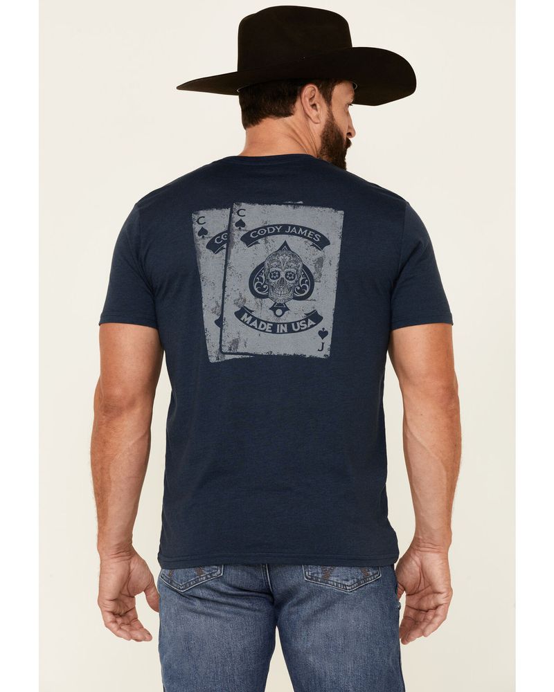 Cody James Men's Navy Poker Skull Graphic Short Sleeve T-Shirt