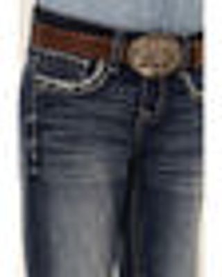 Grace LA Girls' Medium Wash Longhorn Outline Pocket Bootcut Jeans