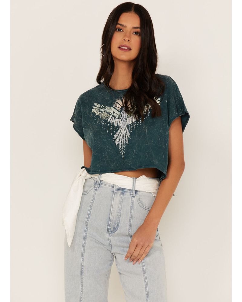 Women's Eagles Mock Neck Crop Tee