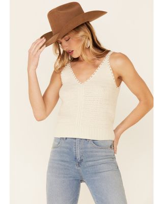 Wishlist Women's Cream Sweater-Knit Pointelle Tank Top