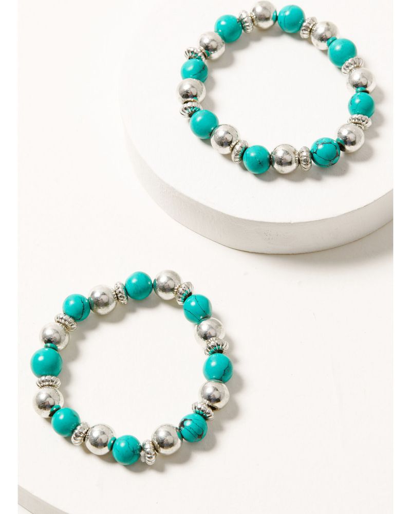 Idyllwind Women's Sky Mountain 3-Piece Silver & Turquoise Beaded Bracelet Set