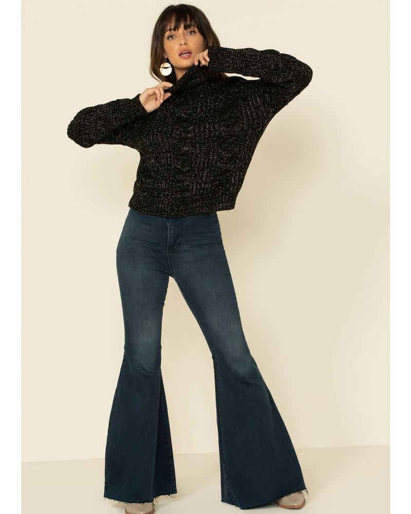 Rock & Roll Denim Women's Lurex Knit Turtleneck Sweater