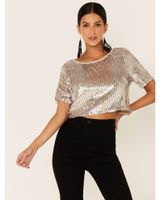 By Together Women's Cropped Sequin Top
