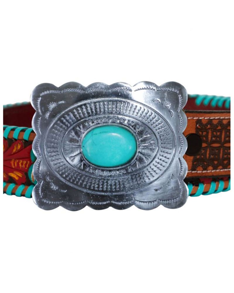 Myra Bag Women's Tropical Forest Hand-Tooled Leather Belt