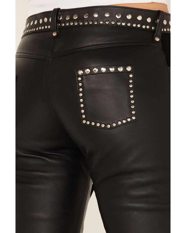 Boot Barn X Understated Leather Women's Rhinestone Studded Lace-Up Flare  Leather Pants