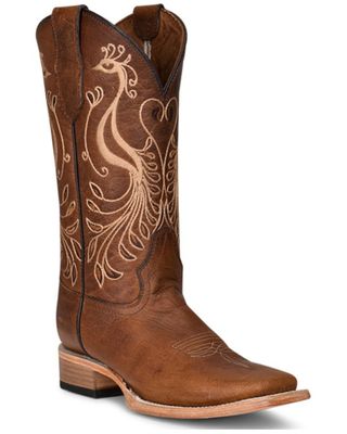 Corral Women's Peacock Embroidery Western Boots - Broad Square Toe