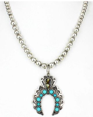 Shyanne Women's Silver & Turquoise Beaded Squash Blossom Pendant Necklace
