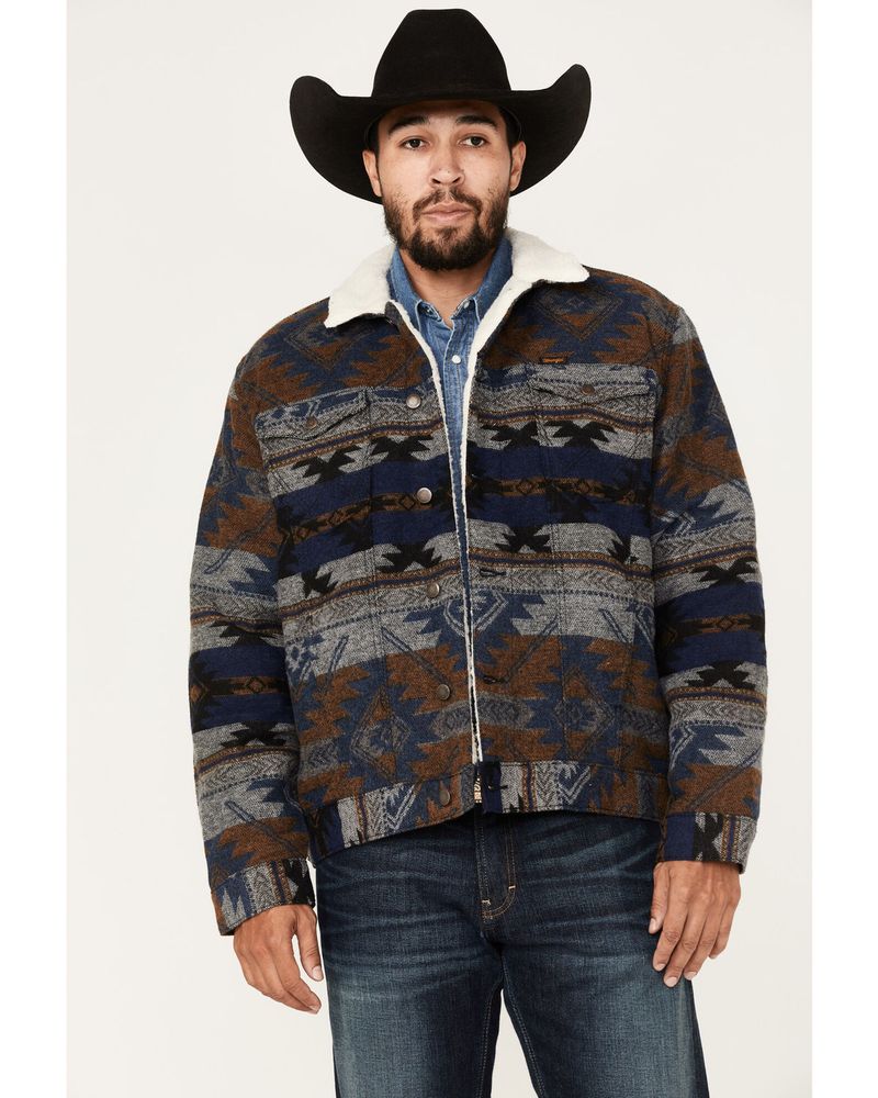 Wrangler Men's Depths Southwestern Print Button Down Sherpa Jacket |  Alexandria Mall