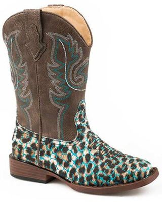 Roper Girls' Glitter Leopard Western Boots - Square Toe