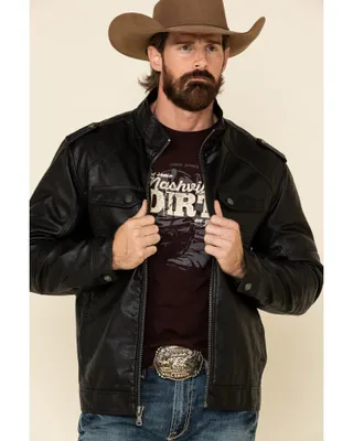 Cody James Men's Backwoods Distressed Faux Leather Moto Jacket