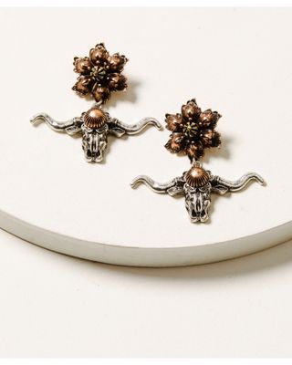 Shyanne Women's Cactus Rose Longhorn Earrings