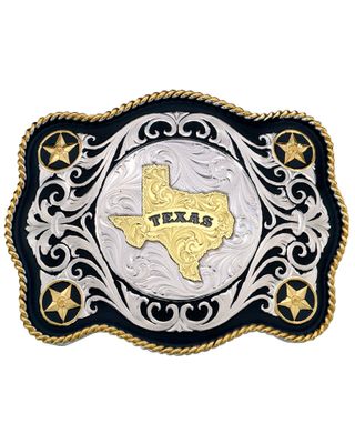 Montana Silversmiths Scalloped Sheridan Texas State Buckle