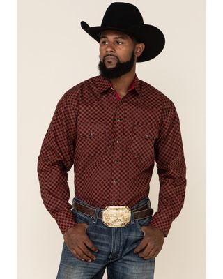 Resistol Men's Red Camden Geo Print Long Sleeve Western Shirt