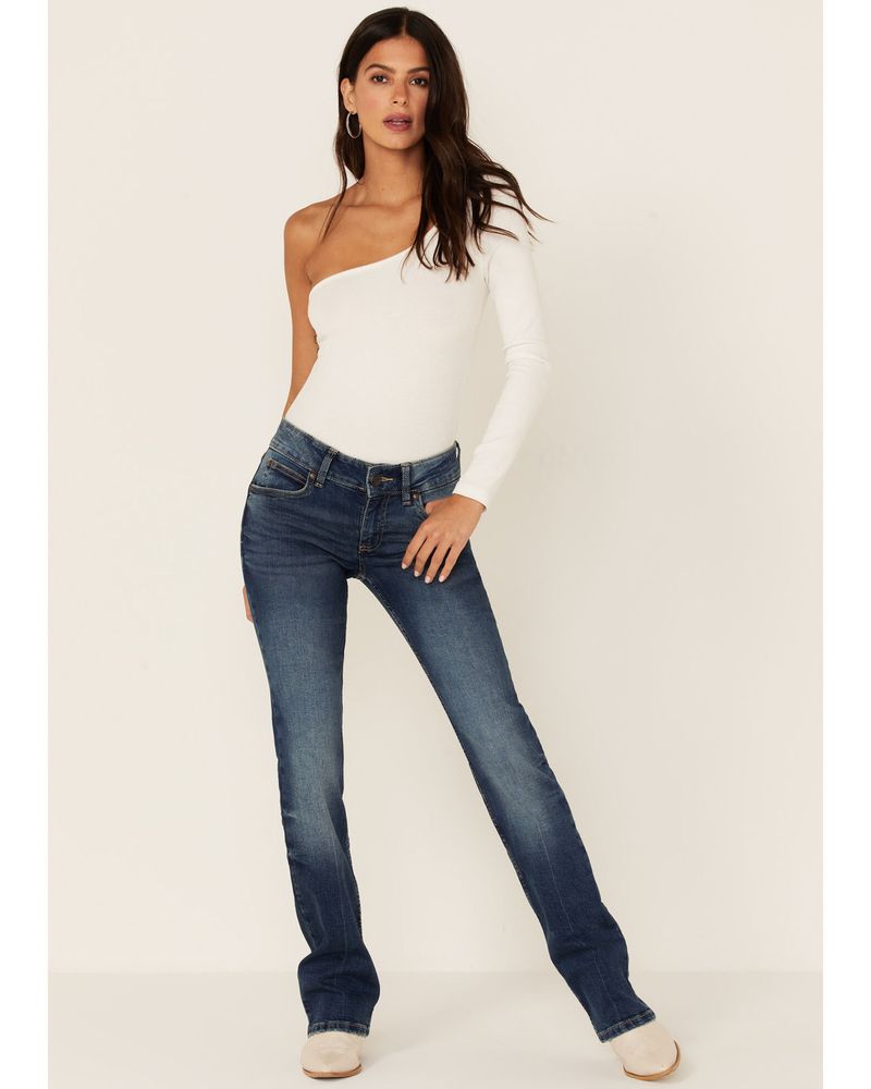 Wrangler Retro Women's Medium Wash Tan Stitch Mid Rise Bootcut Jeans |  Alexandria Mall