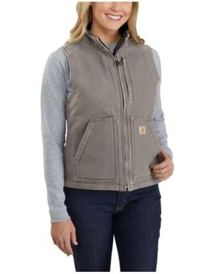 Carhartt Women's Taupe Washed Duck Sherpa Lined Vest