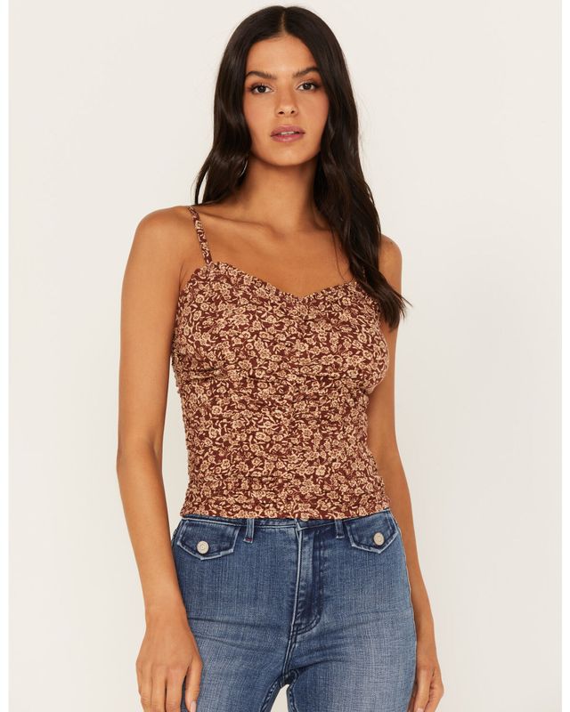 Rust Floral Print Little Lace Tank Top – Idyllwind Fueled by