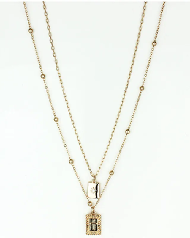 14K Gold Flash Plated 3-Pieces Layered Chain Necklace Set