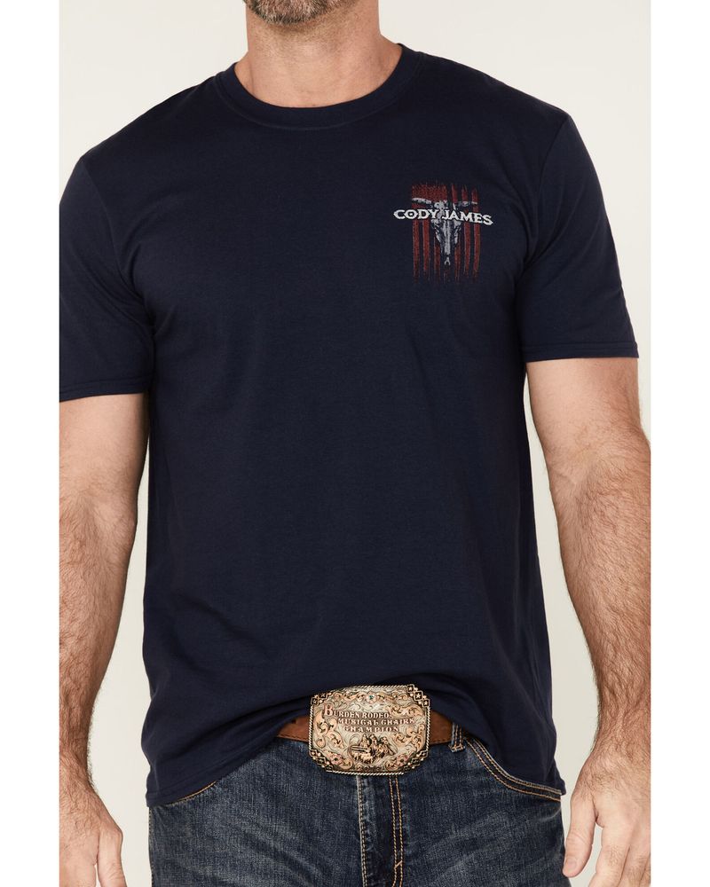 Cody James Men's Navy Bull Flag Graphic Short Sleeve T-Shirt