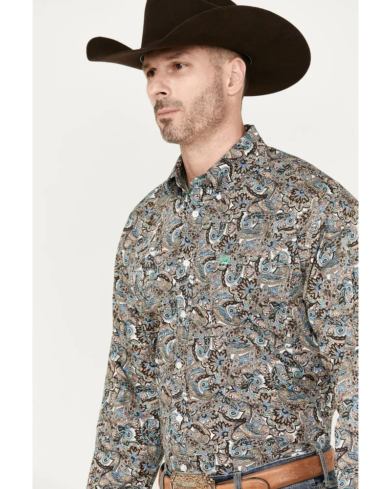 Cinch Men's Floral Paisley Print Long Sleeve Button Down Western Shirt