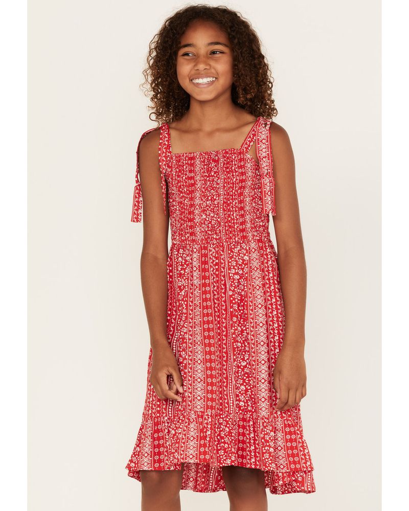 Cotton & Rye Girls' Floral Stripe Print Midi Dress