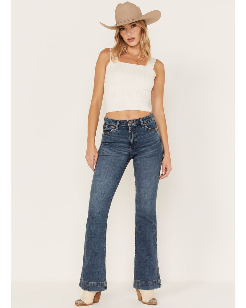 Wrangler Retro Women's Medium Wash High Rise Hadley Stretch Trouser Flare  Jeans | Alexandria Mall