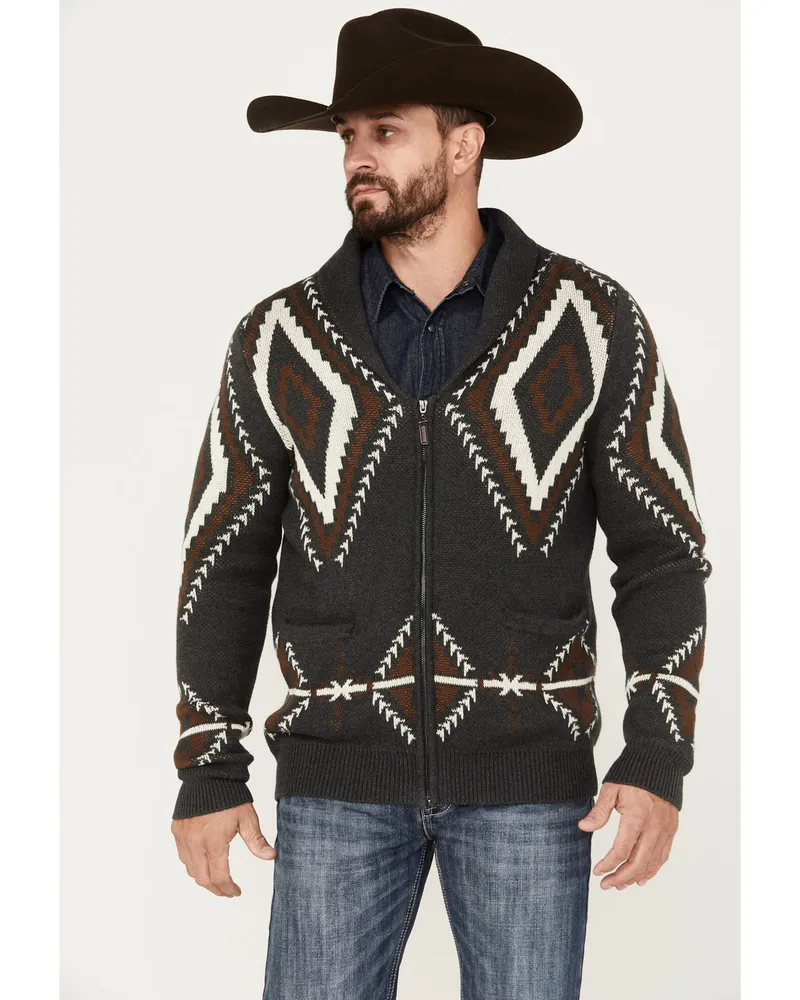 Rock & Roll Denim Men's Full Zip Southwestern Print Sweater