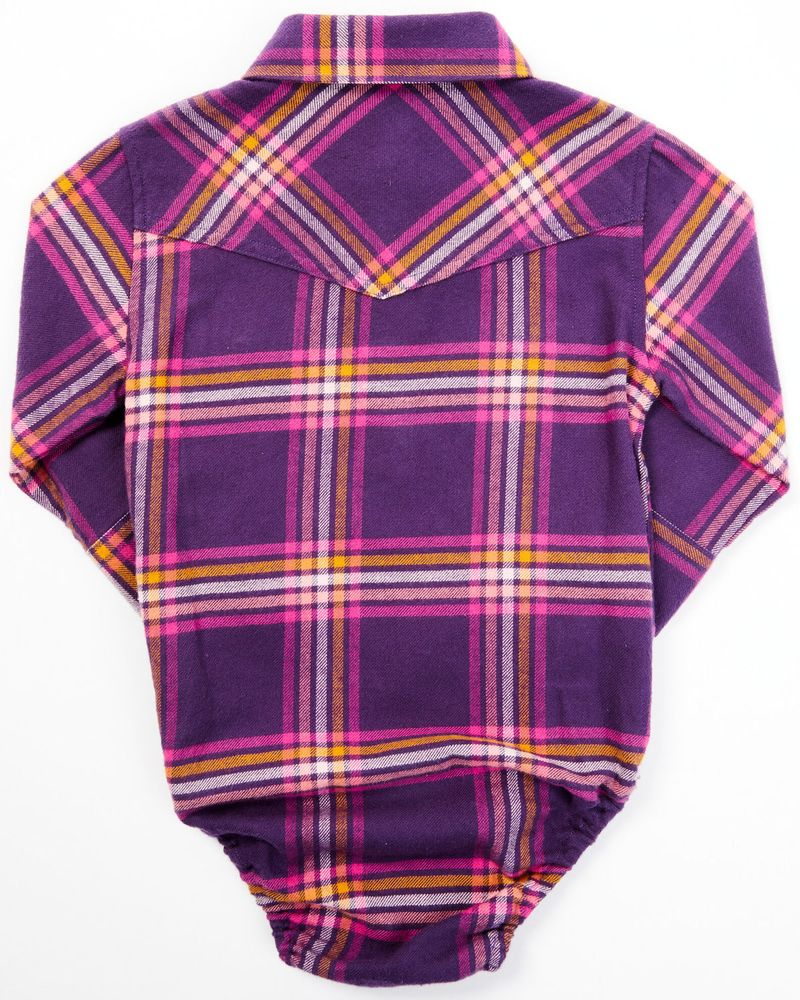 Shyanne Infant Girls' Dark Purple Long Sleeve Snap Flannel Onesie