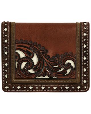 Justin Men's Brown Front Pocket Tooled Wallet