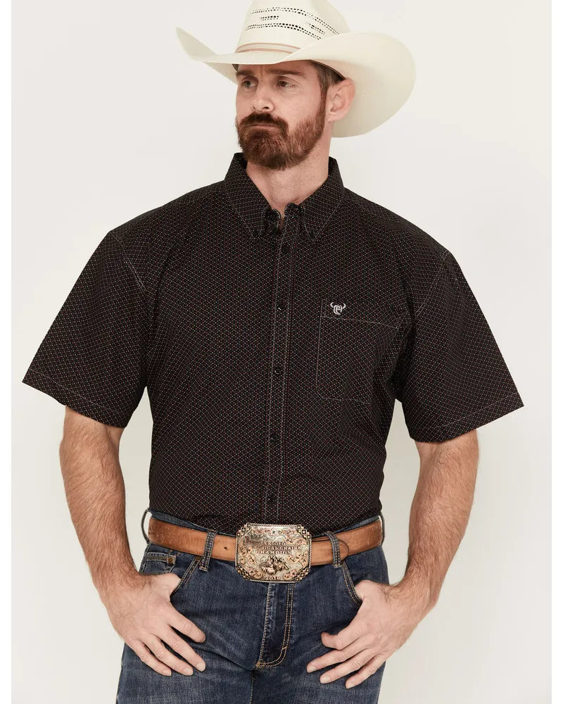 Cowboy Hardware Men's Diamond Plate Print Short Sleeve Button Down