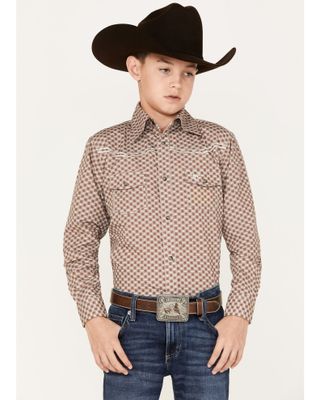 Cowboy Hardware Boys' Rolodex Geo Print Long Sleeve Snap Western Shirt