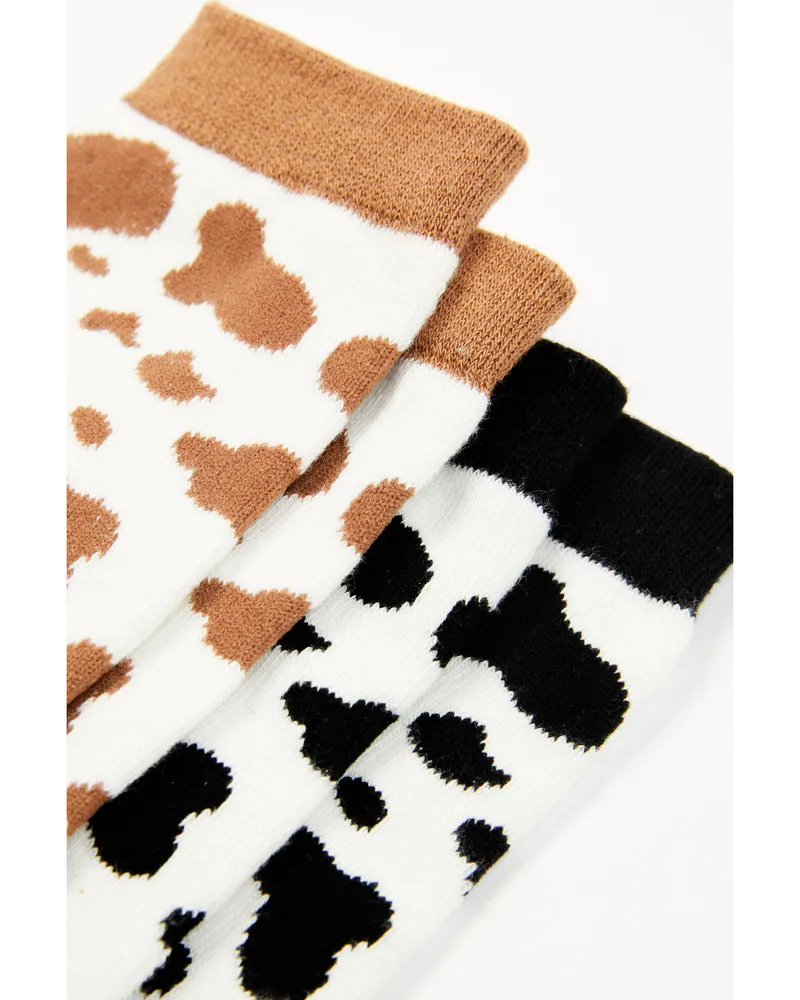 Shyanne Women's Cow Print Crew Socks - 2-Pack