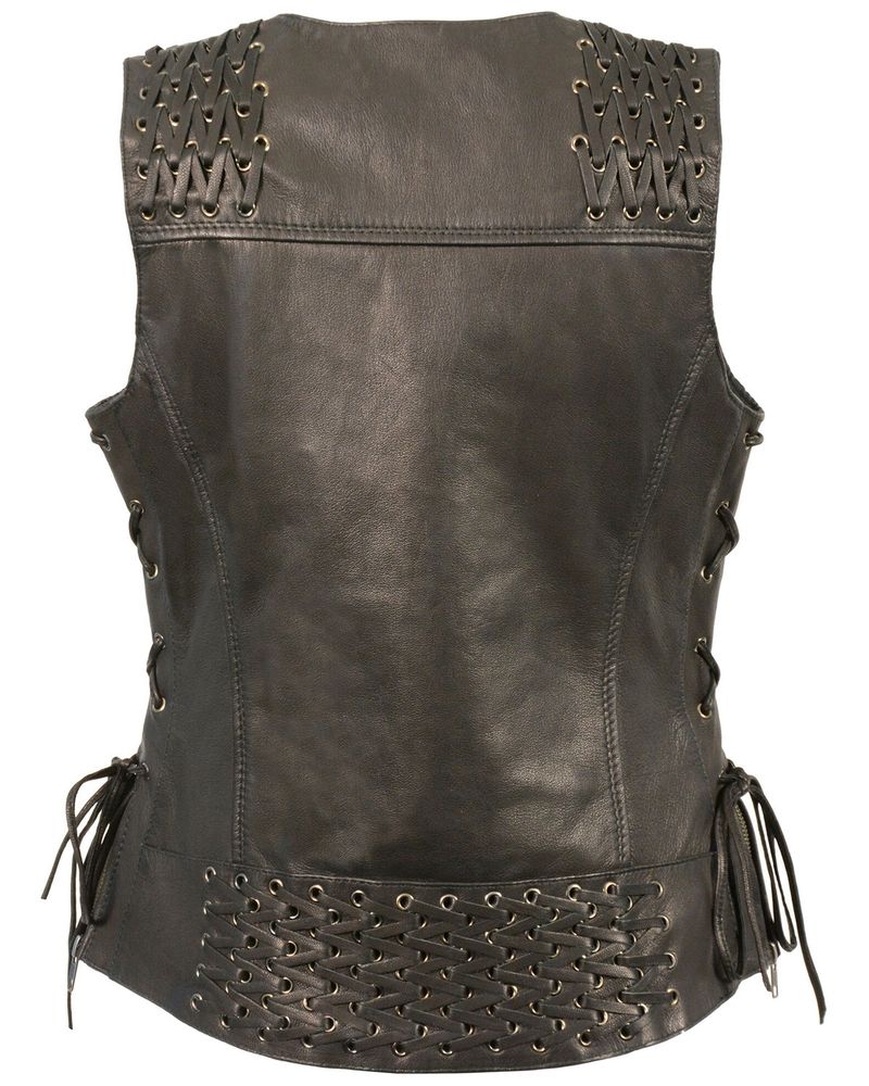 Milwaukee Leather Women's Lightweight Lace To Lace Snap Front Vest - 3X