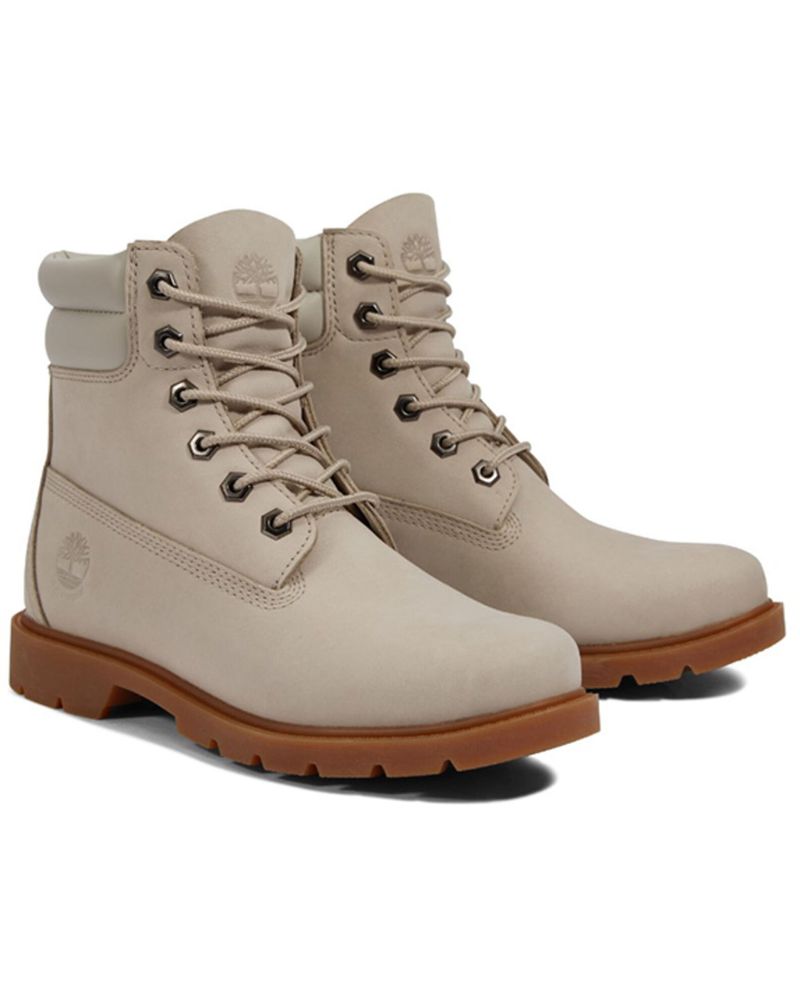Timberland Women's Linden Woods Taupe 6" Lace-Up WP Work Boots - Round Toe
