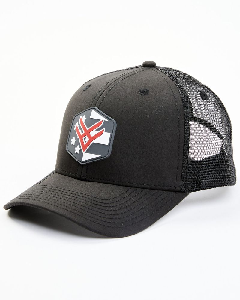Hawx Men's Black Flag Hectagon Logo Patch Mesh-Back Ball Cap