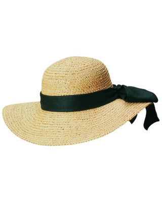 Scala Women's Natural Organic Raffia with Black Bow Sun Hat