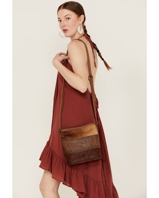 Shyanne Women's Patchwork Fringe Hair-On & Tooled Crossbody Purse