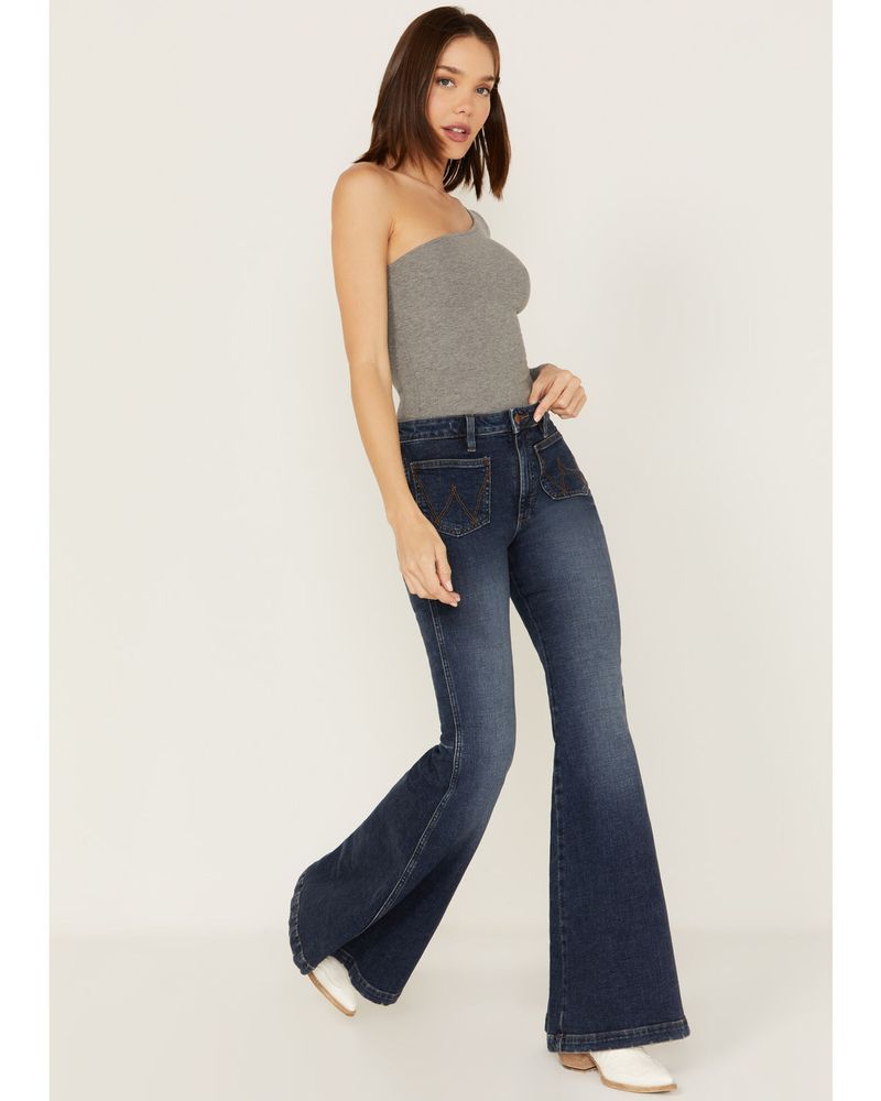 Wrangler Retro Women's Medium Wash High Rise Flare Patch Pocket Victoria  Jeans | Alexandria Mall