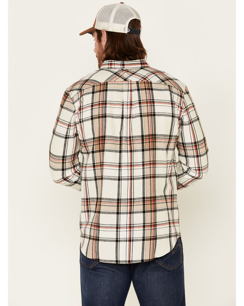 Levi's Men's Cream Saluda Plaid Long Sleeve Button-Down Western Flannel Shirt