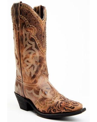 Laredo Women's Braylynn Studded Leather Western Performance Boots - Snip Toe