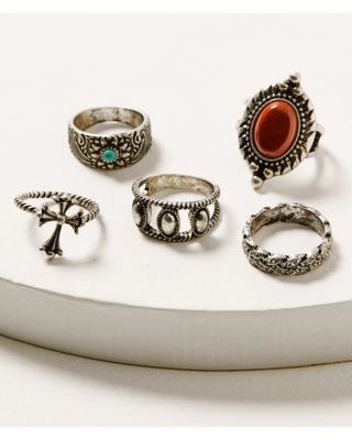 Shyanne Women's Canyon Sunset Red Stone Ring 5-Piece Set