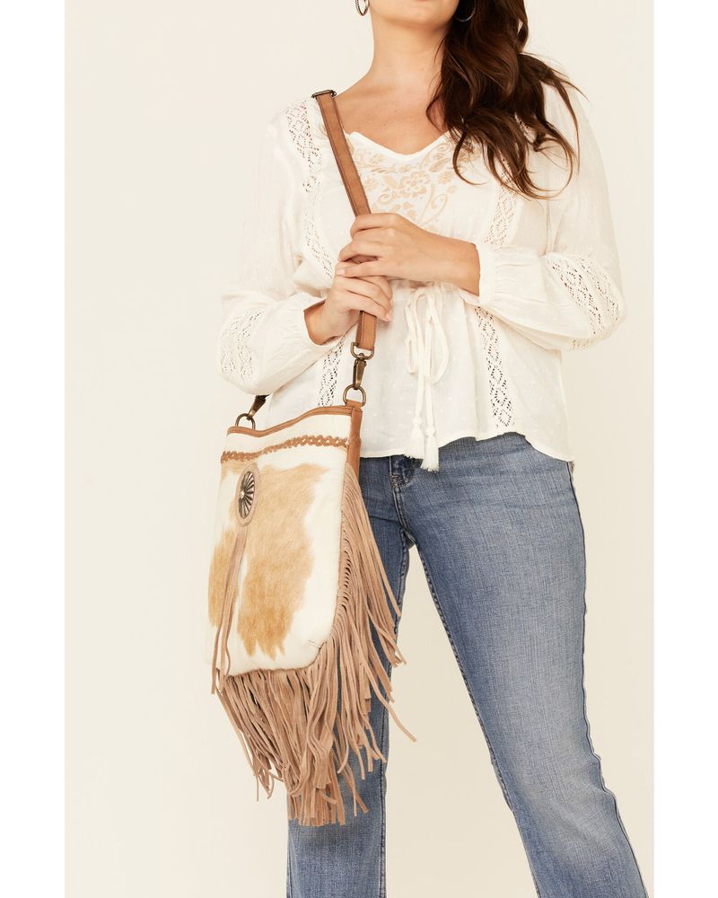 Fringe Purse, Leather Fringe Bag, Fringe Crossbody Bag for Cowgirls, Rodeo Cowhide Satchel Fringe Bag