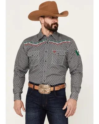 Cowboy Hardware Men's Rolodex Geo Print Mexico Embroidered Long Sleeve Snap Western Shirt