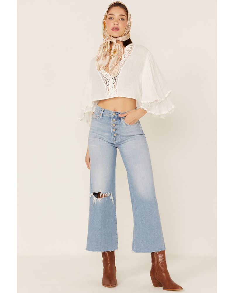 7 For All Mankind Alexa High Rise Cropped Wide Leg Jeans in Opp