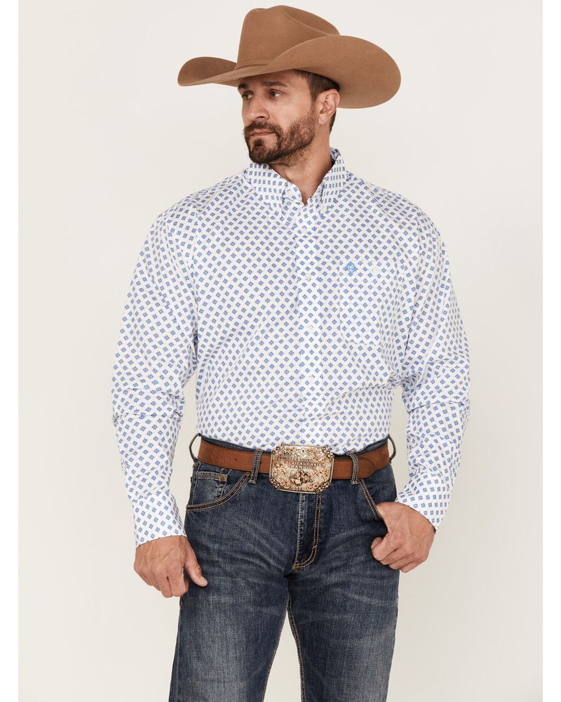 Wrangler George Strait by Wrangler Men's Geo Print Button Down Western Shirt  | Alexandria Mall