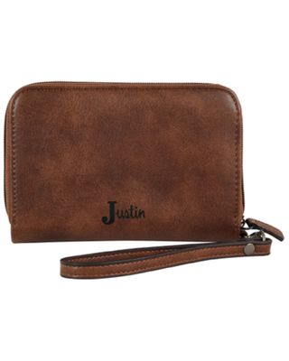 Justin Women's Turquoise Naja Concho Squash Blossom Brown Wristlet Wallet