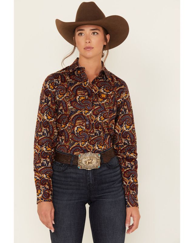 Cinch Women's Paisley Print Long Sleeve Button Down Western Shirt