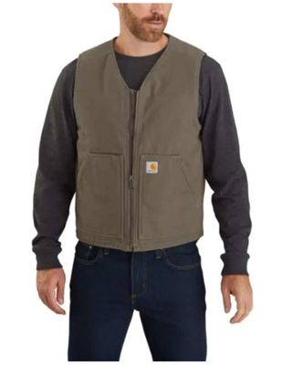 Carhartt Men's Dark Brown Washed Duck Sherpa Lined Vest - Tall