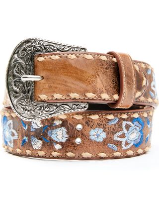 Shyanne Women's Shades Of Blue Floral Embroidery Belt